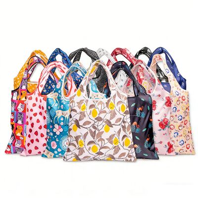 سعر جيد Eco Friendly Recycled Foldable Tote Shopping Ripstop Polyester Waterproof Reusable Custom Promotional Grocery Bags الانترنت