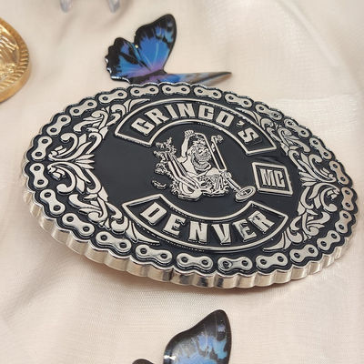 سعر جيد شعار 3D مخصص دراجة نارية حزام عتيق محكم نيكل رقيق محكم حزام المينا الانترنت