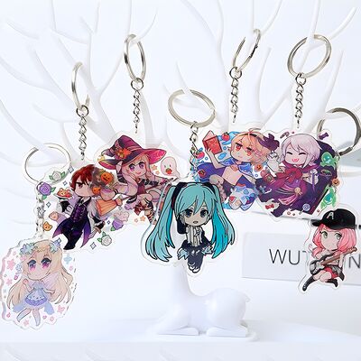 سلسلة مفاتيح أكريليك مخصصة مع عملية شفافة وسلاسل ربط المفاتيح بألوان مخصصة للاستخدام الترويجية