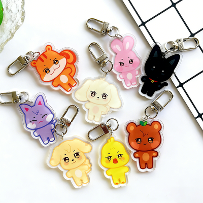 Custom Clear Acrylic Keychain Logo Cartoon Glitter Epoxy Keychain Charm Plastic Key Chain Anime Acrylic Keyring Custom