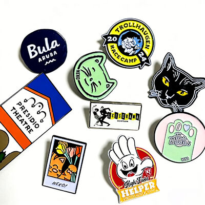 Get custom antique gold-plated enamel pins with soft or hard die-cut logo for brooch badges